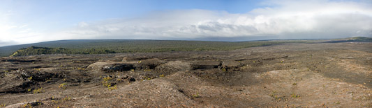 Blick vom Mauna Ulu zum Puu Huluhulu (links) und Puuoo (rechts)